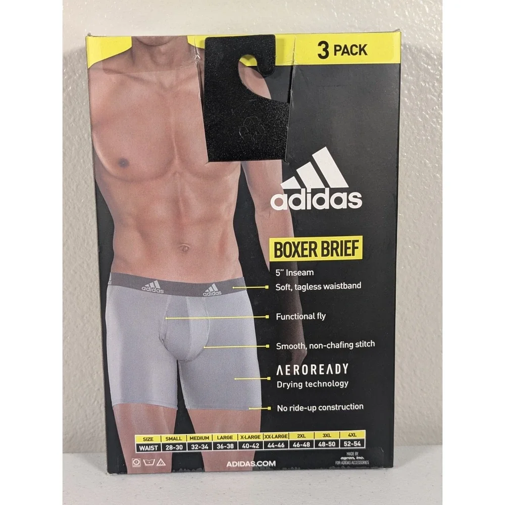 Adidas Performance Underwear Boxer Briefs Men's US Size XXL Quick Dry Fabric 3pk